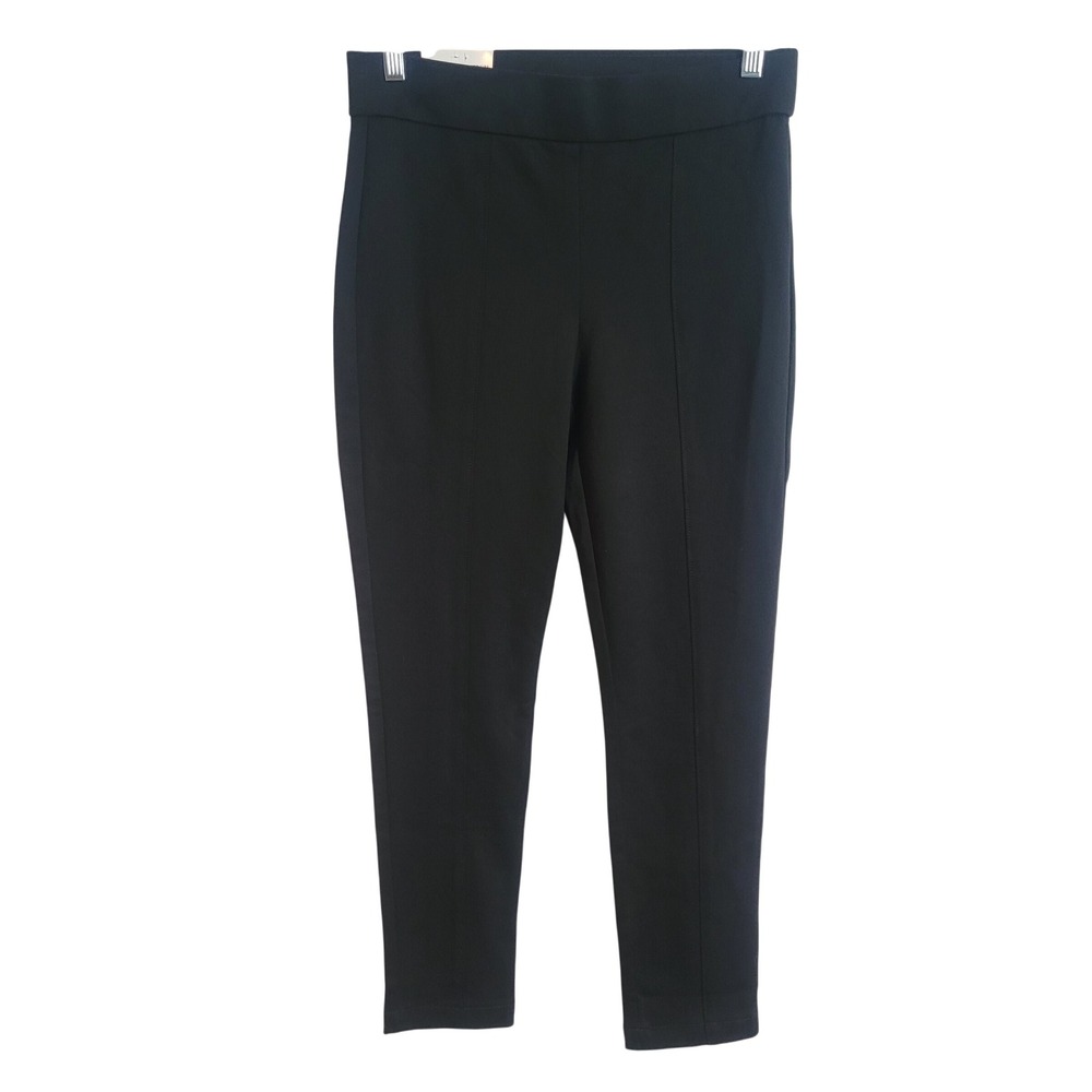 Anne Klein Womens Medium Black Tummy Control Ponte Pants Pull On Stretch NEW NWT